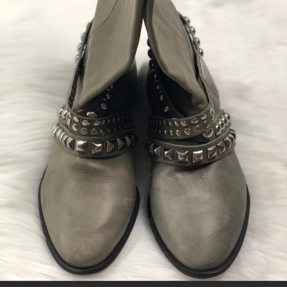 Leather Studded Ankle Boots